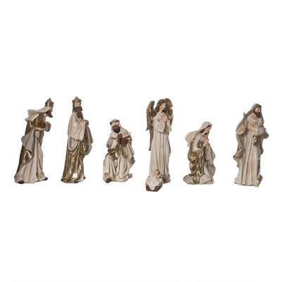Ensemble de 7 crèches de Noël en résine multicolores 3,75 po