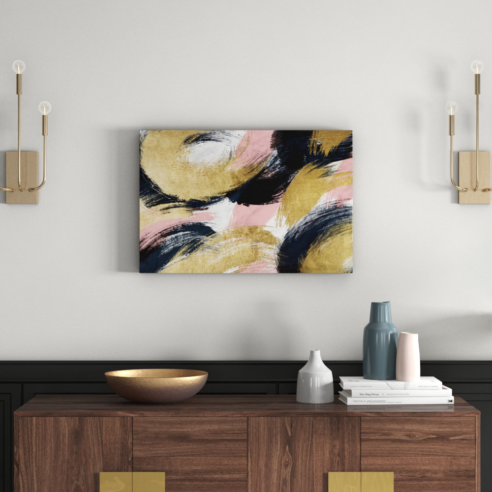 'Blush and Midnight Dream' Acrylic Painting Print on Wrapped Canvas