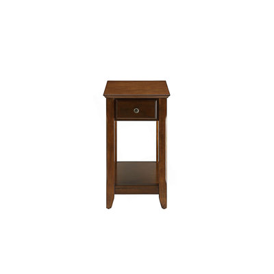 Side Table With Shelf And Drawer