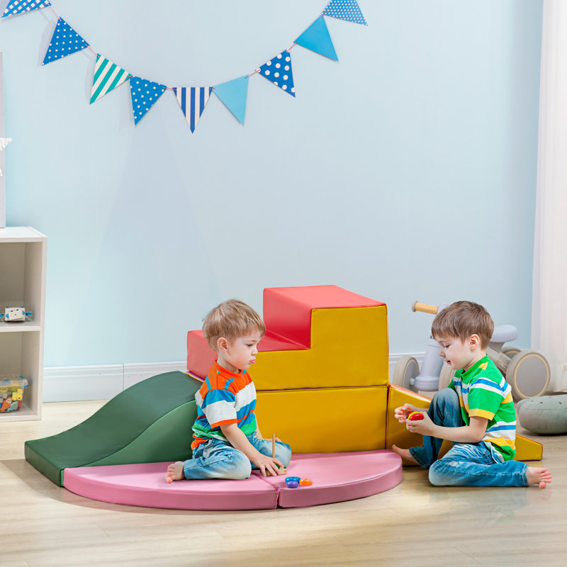 Qaba Multicolor Foam Climbing Blocks for Toddlers, 6-Piece Set