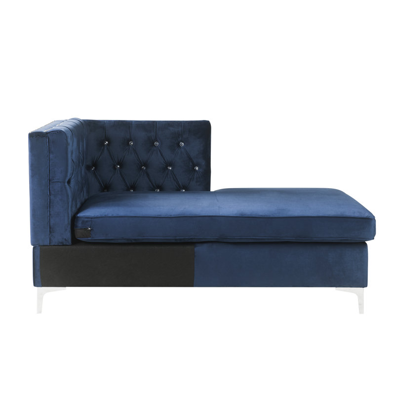 Canapé modulaire en velours de 81 po faisant face à la droite avec repose-pieds et repose-pieds