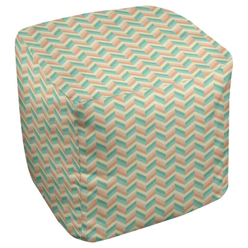 Repose-pieds cube à chevrons Leffel, H 14,5 po x L 87 po x P 13 po, Orange / Vert / Bleu