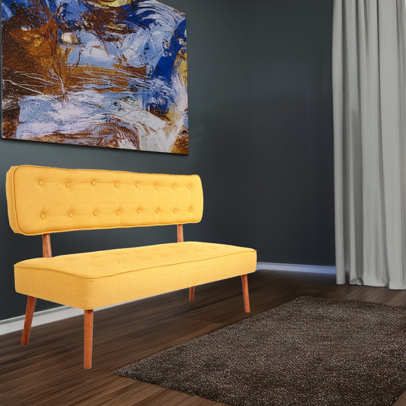 Polyester Upholstered Bench, Yellow