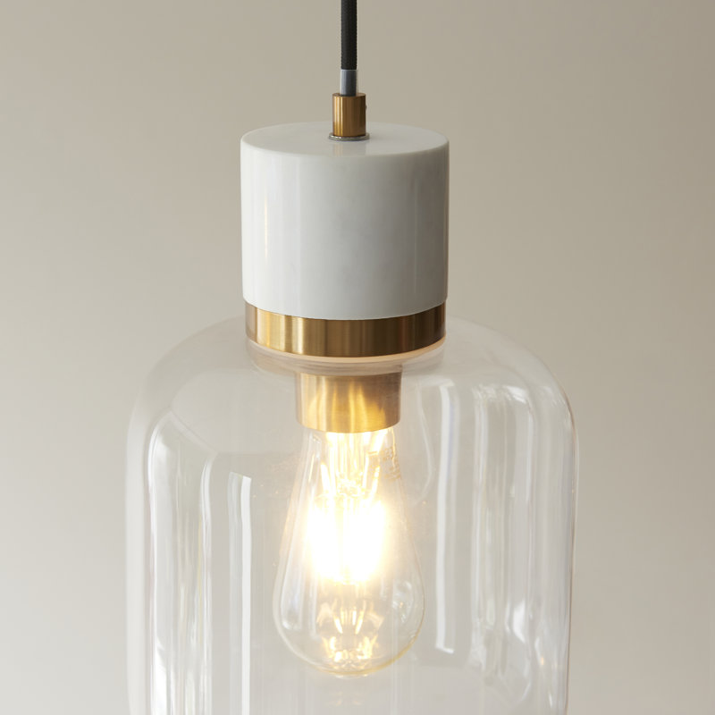 1 - Light Brass Pendant, White