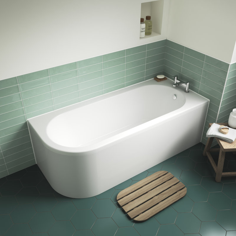 Crescent 1700mm x 725mm Soaking Acrylic Bathtub, Right