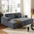 Sectional Sofa Bed, Corduroy 2-Seater  With 2 Throw Pillows-1305194919