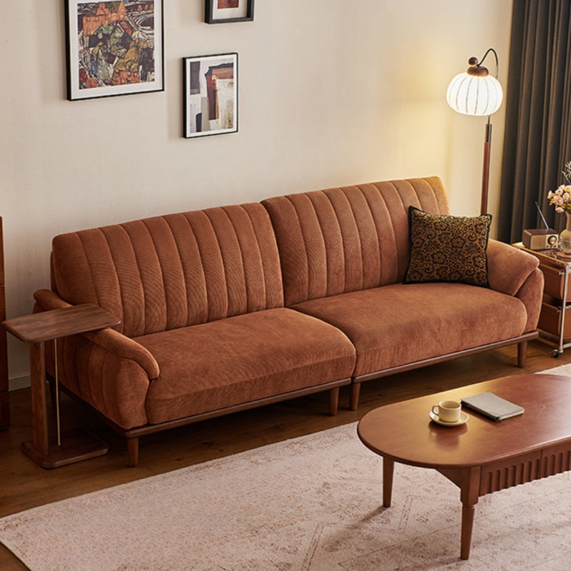 Corduroy Brown Straight Sofa