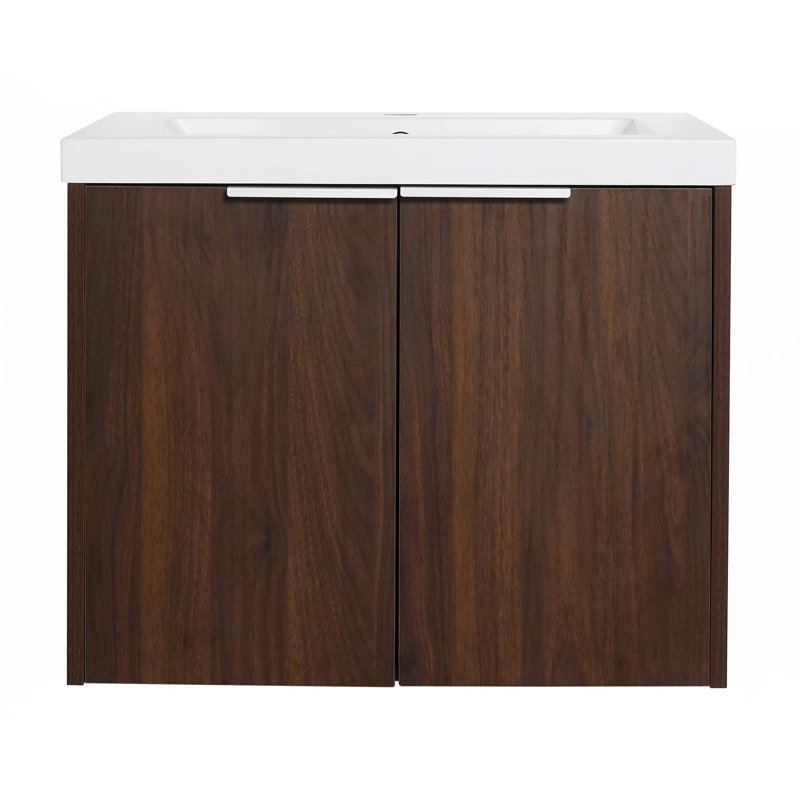 Meuble-lavabo à fixation flottante avec lavabo, Noyer, 24"