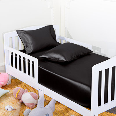 Paquet de 1 drap-housse pour lit de bébé à poche profonde en satin de qualité supérieure, 28 po x 52 po