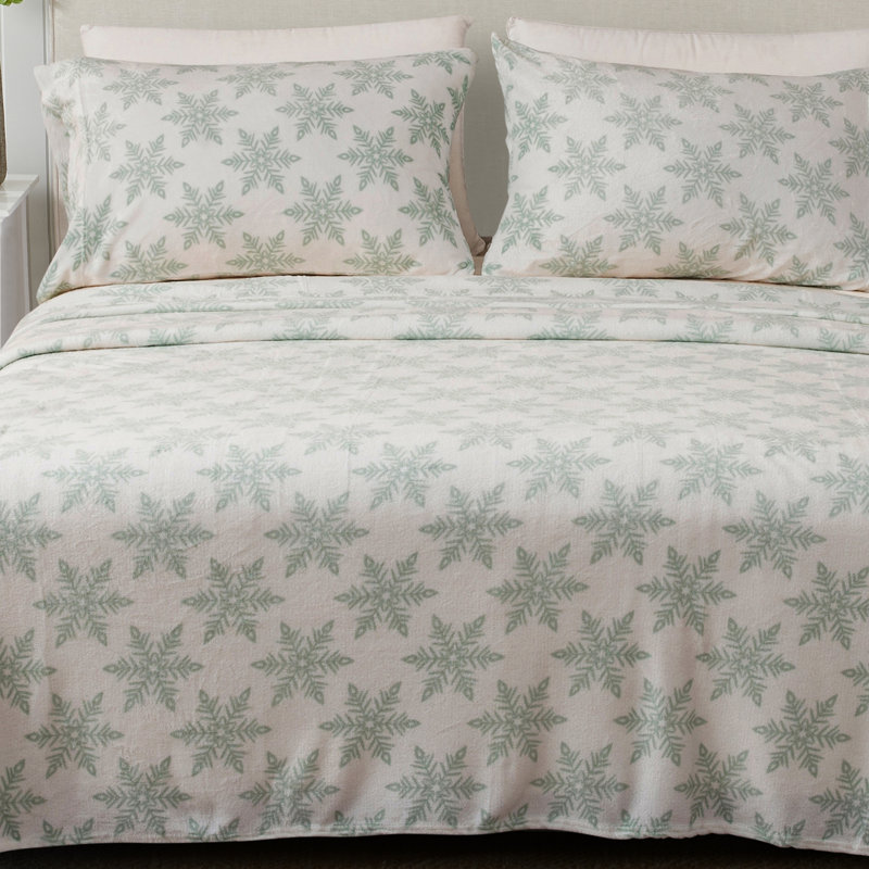 Ensembles de draps en velours ultra doux, Reine, Grands flocons de neige