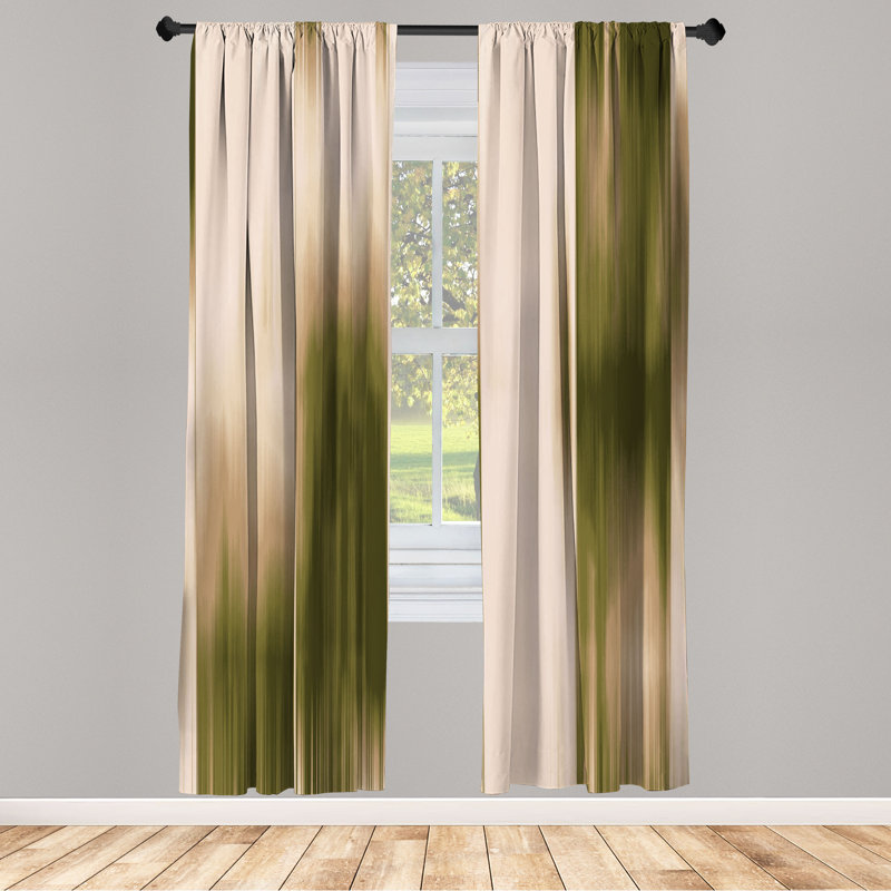 Microfiber Floral Semi-Sheer Rod Pocket Curtain Panels, 28" W x 84" L, Blue/Beige
