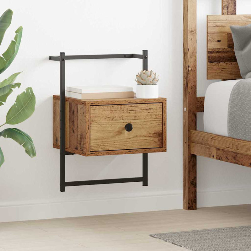 35cm W Manufactured Wood Bedside Table, Old Wood
