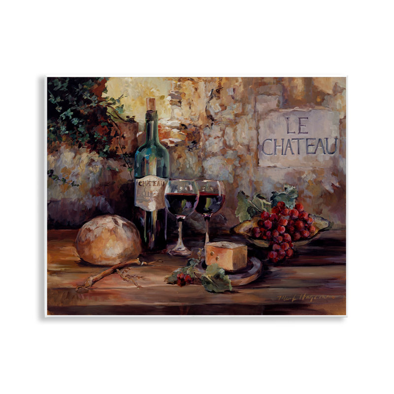 Parisian Wine and Cheese Wall Plaque Art by Marilyn Hageman