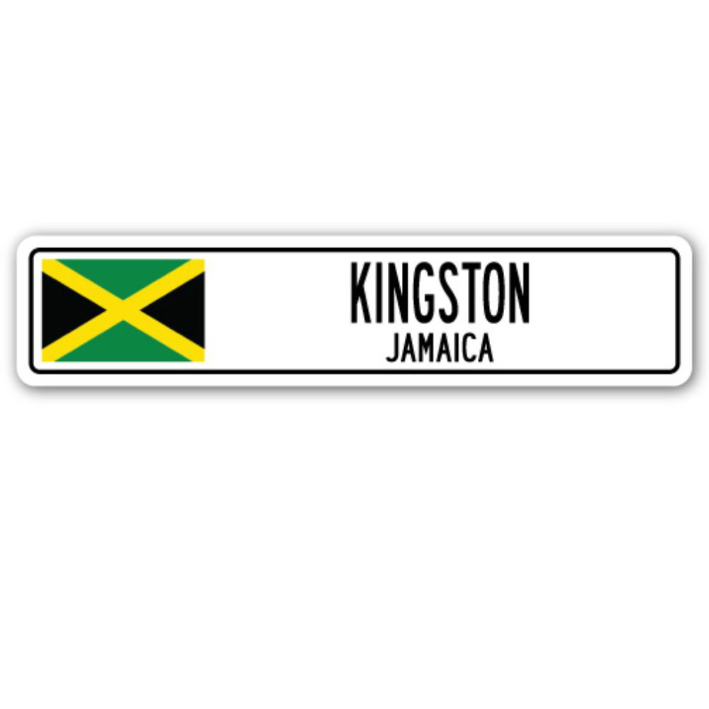 Kingston Jamaica Street Sign Jamaican Flag City Country Road Wall Gift SignMission