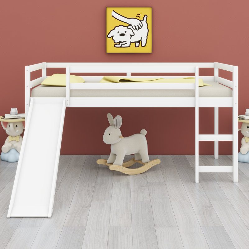 Loft Bed With Slide, White