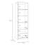 Modern Art Deco Style Display Cabinet, 1 Glass Door, Engineered Wood, Routed Grooves, Dark Oak Decor, 61.8 cm W x 198.3 cm H x 41.6 cm D