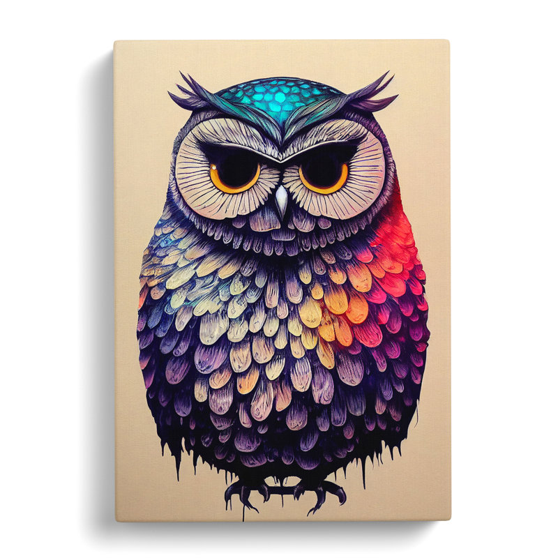 Splashed Owl No.3 - Wrapped Canvas, 50cm H x 35cm W x 3cm D