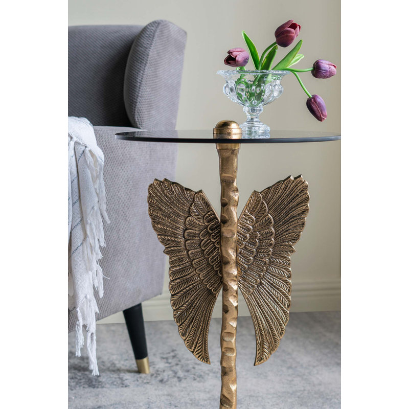 Table d'appoint à oreilles Angel avec base piédestal robuste Ethereal