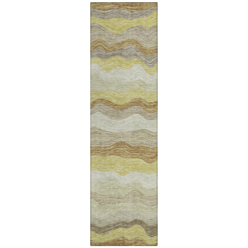 Machine Washable Indoor/Outdoor Lanphear ACN2397 Stripes Rug, Runner 2'3" x 7'6"