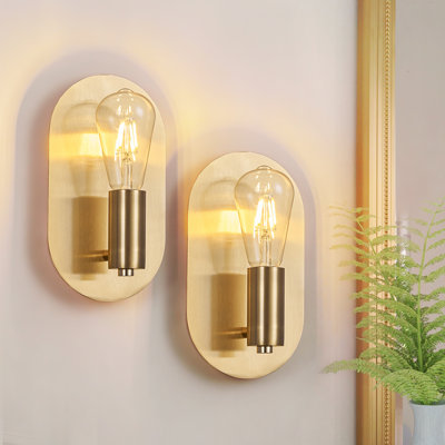 Mid-century Wall Sconces Set Of Two 6w Stainless Steel Oval Decor Wall Lamps For Bedrooms Living Room Bathroom Corridor