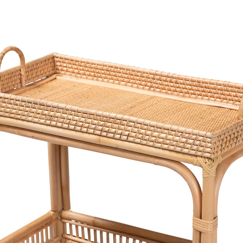 Lombok Modern Bohemian Rattan Wine Cart
