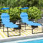 Blue Folding Chaise Lounge Chair With Adjustable And Sunshade, Ideal For Hiking Adventures Patio , Design Sunshade Relaxation