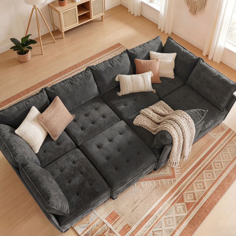 Canapé modulaire 8 pièces avec rangement sous le siège, canapé en chenille moderne pour le salon, configuration polyvalente