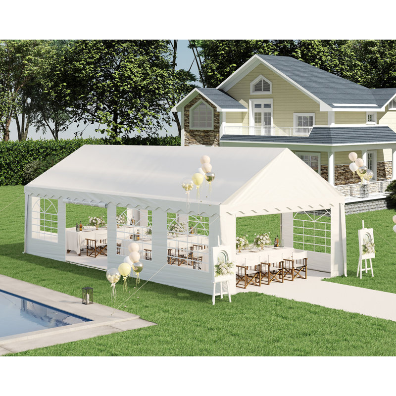 13Ft X 26Ft Canopy with Rolled Sidewalls,White, 13 (ft.) x 26 (ft.), White