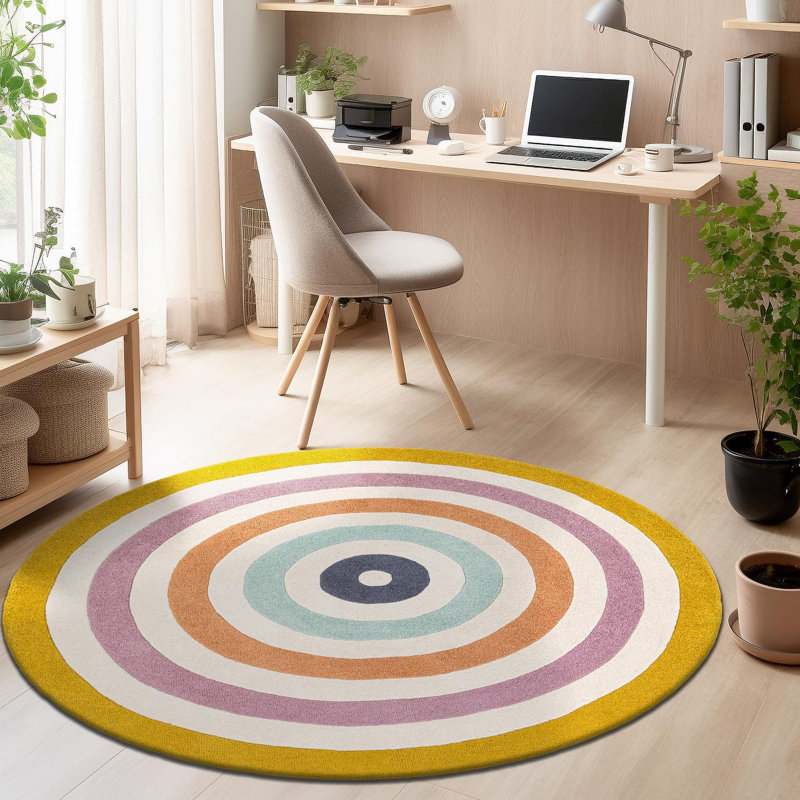 Tapis en laine touffeté à la main Latitude Run®, Rond 2 pi