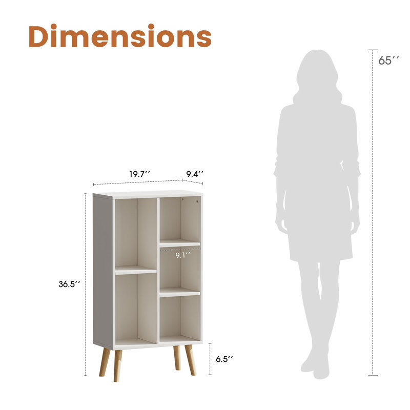 Adisyn No Subject Bookcase, French White, 36.5" H x 19.7" W x 9.4" D
