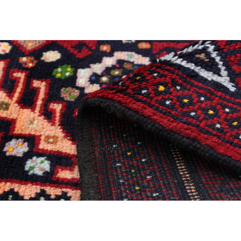 Tapis décoratif en laine rouge noué à la main 3 pi 5 po x 6 pi 4 po one-of-a-kind Betsua