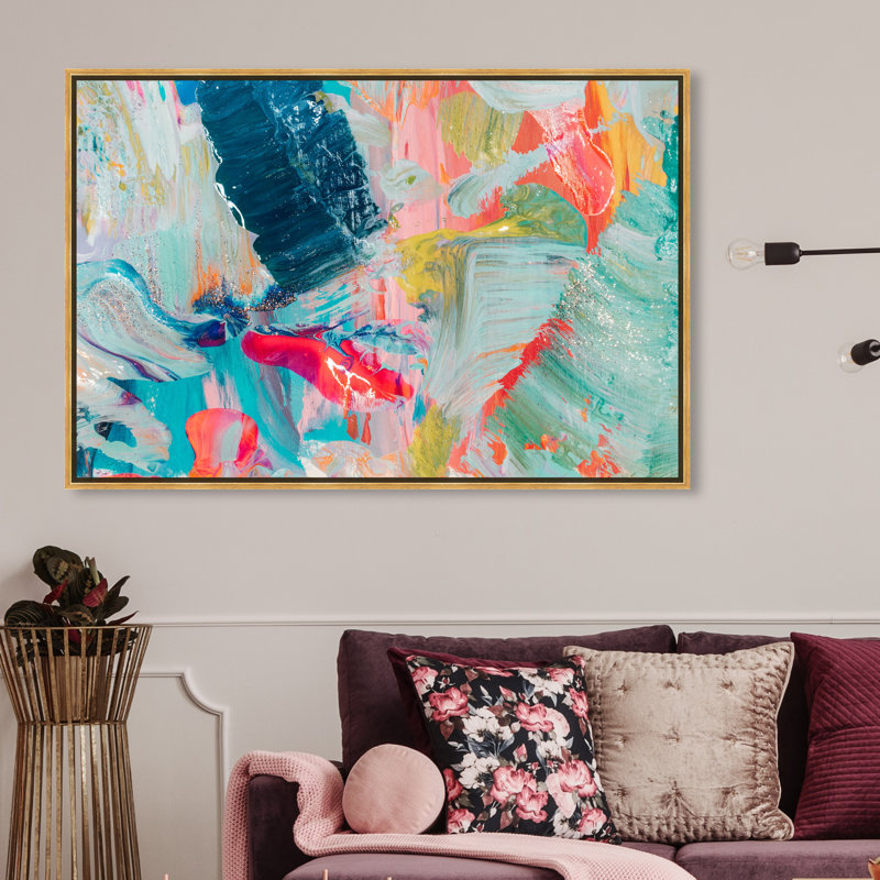 «Abstract That Love Feeling», impression sur toile, Toile encadrée, H 30 po x l 45 po, Doré