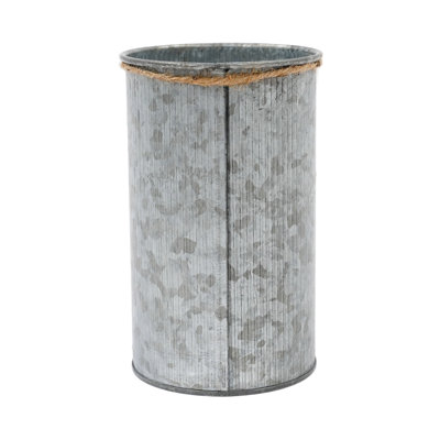 Vase à fleurs en métal avec nœud en ficelle