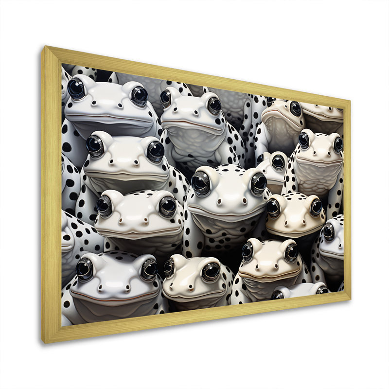 Noir et blanc Pop Art Frogs I, H 24 po x l 32 po x P 1 po, Cadre doré simple