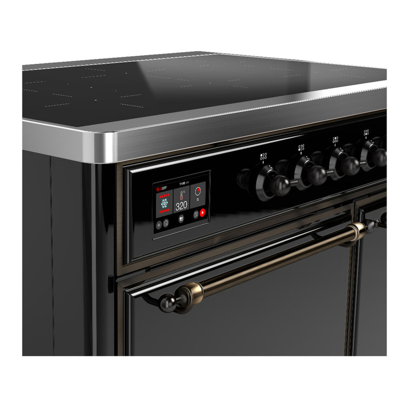 Cuisinière à induction de 40 pouces avec 6 éléments à induction en noir brillant (garniture brunie) Majestic III Series