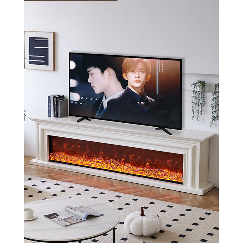 Foyer décoratif de style français avec fausses flammes simulées, H 23,62 po x l 78,74 po x P 12,6 po