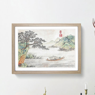 Passing Boat by Shen Hengji - Picture Frame Painting Print