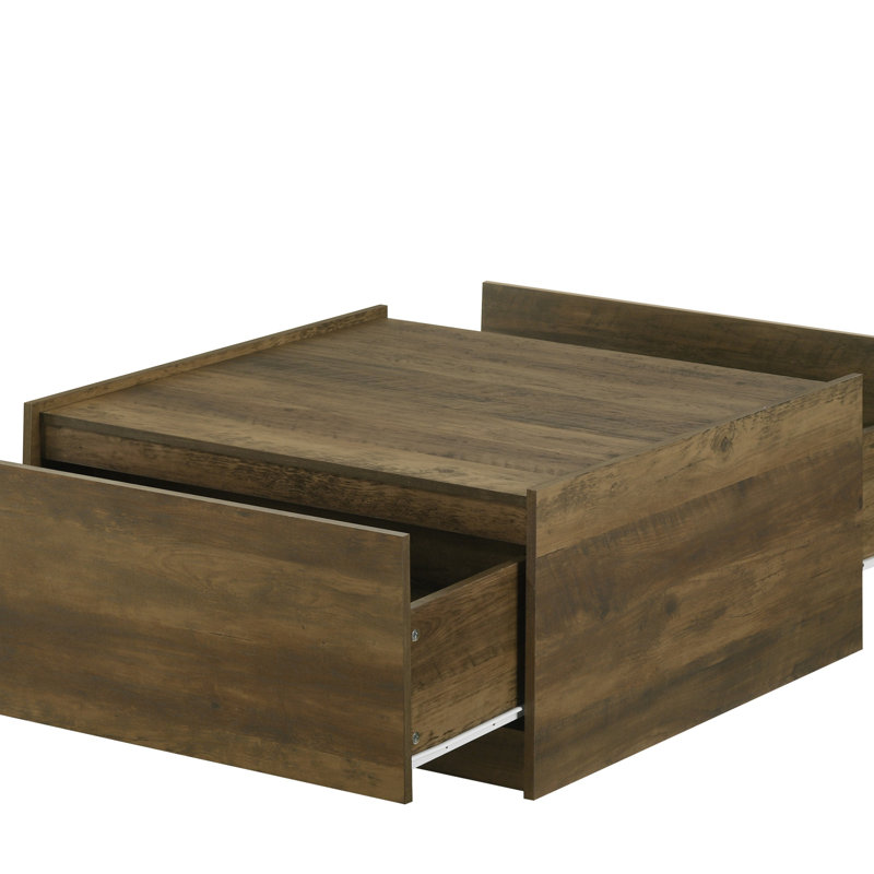 Table basse carrée 31,5 "à finition chêne avec 2 tiroirs