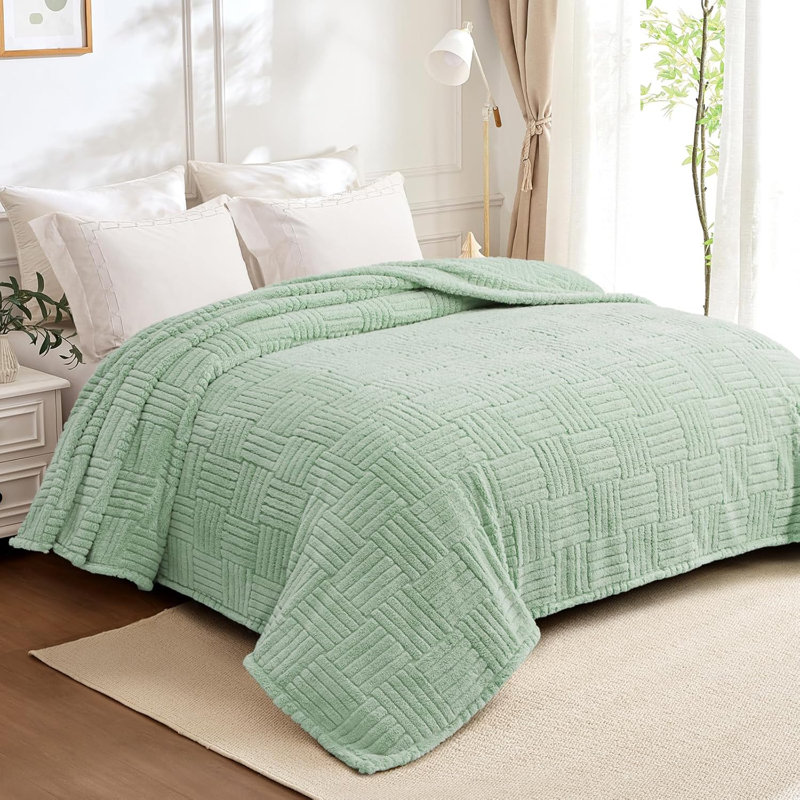 Couverture en molleton ultraléger et léger pour le lit - Conception en jacquard réversible, chaleur toutes saisons, lavable à la machine, moelleux et moelleux