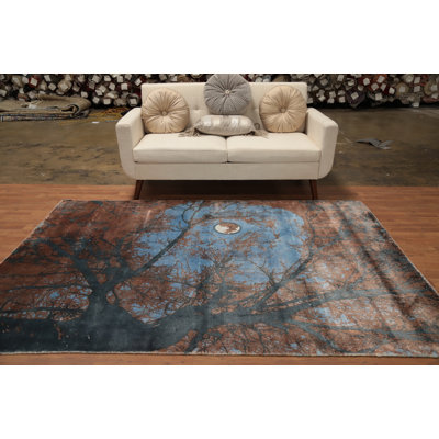 Tapis abstrait lune au clair de lune 6 x 8