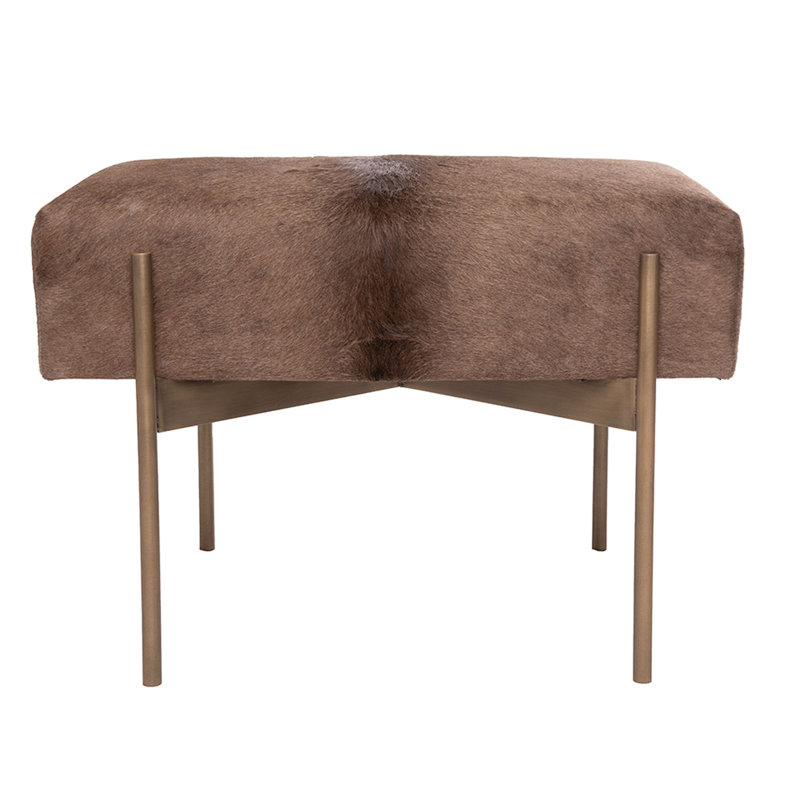 Bella Cowhide Bench, 18" H x 48" W x 18" D