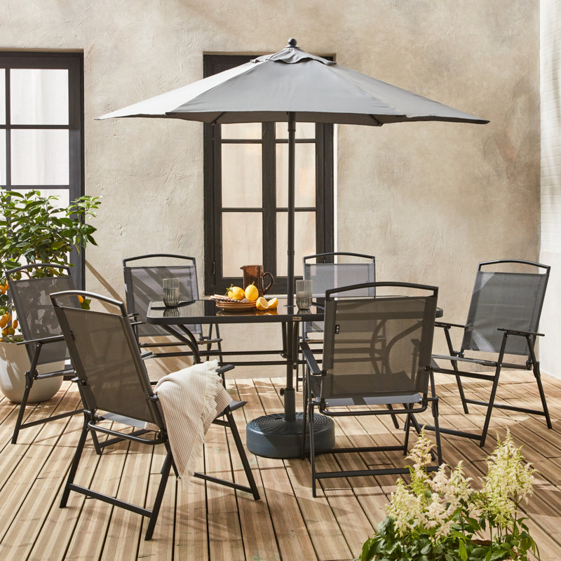 Alynnah 6 - Person Patio Dining Set Umbrella Hole Included Rectangular Table