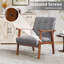 Solid Wood Accent Chair with Tufted Seat, Mid-Century Armchair with Curved Armrests, Cosy Reading Ch-1813400089