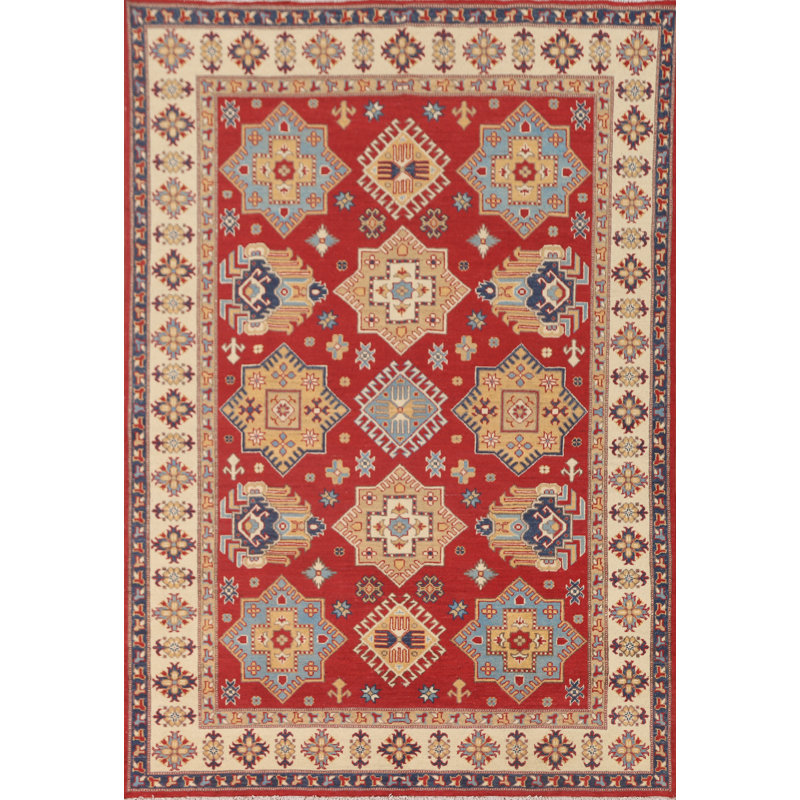 Tapis rouge à motif oriental Kazak