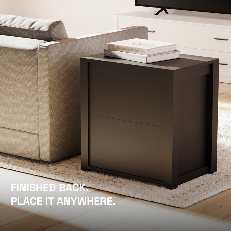23” 2 Drawer Nightstand with Finished Back, Black