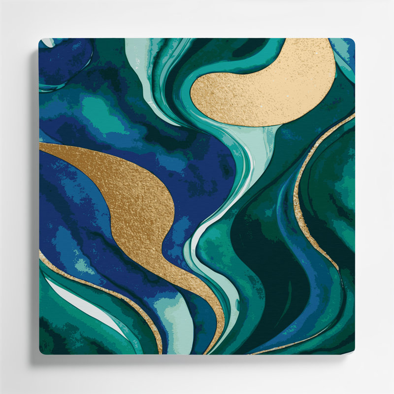 Aquarelle abstraite, art mural en métal bleu 75, H 12 po x l 12 po