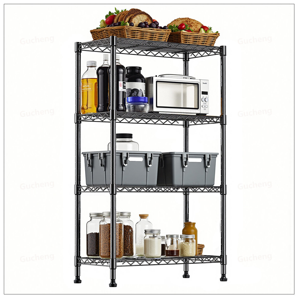 Utility Storage Unit Rebrilliant Heavy Duty 4-Tier Steel Utility Shelving Unit With ...