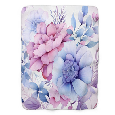 Subtle Floral Hues - 1 Piece Premium Sherpa Blanket