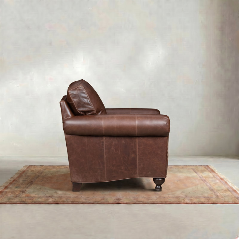 Harrison Upholstered Armchair, Bistro Rustic Genuine Leather