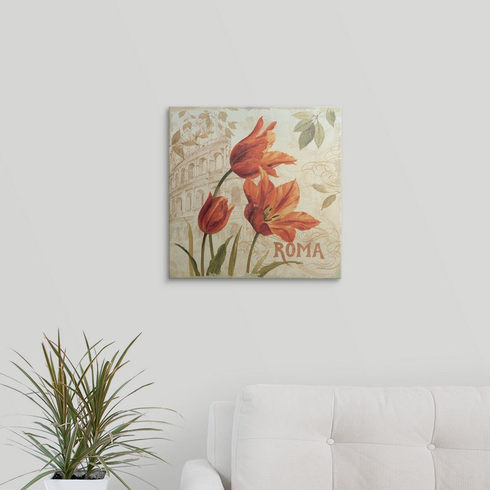 « i » par lisa audit, impression European Flowers, H 35 po x l 35 po x P 1,5 po, Toile